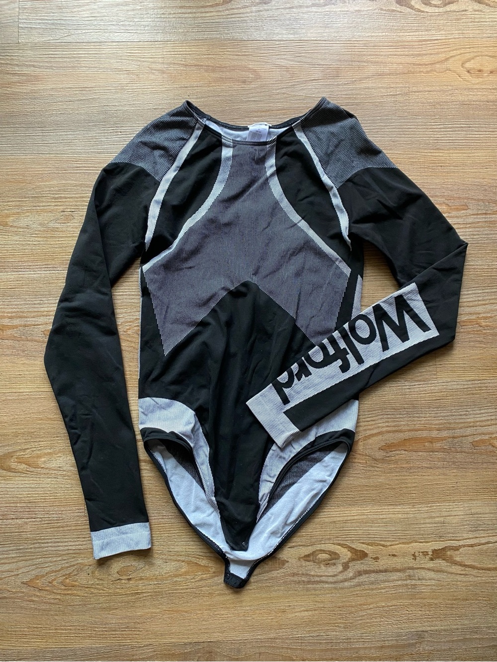 Wolford - Black & Gray Graphic Long Sleeve Bodysuit